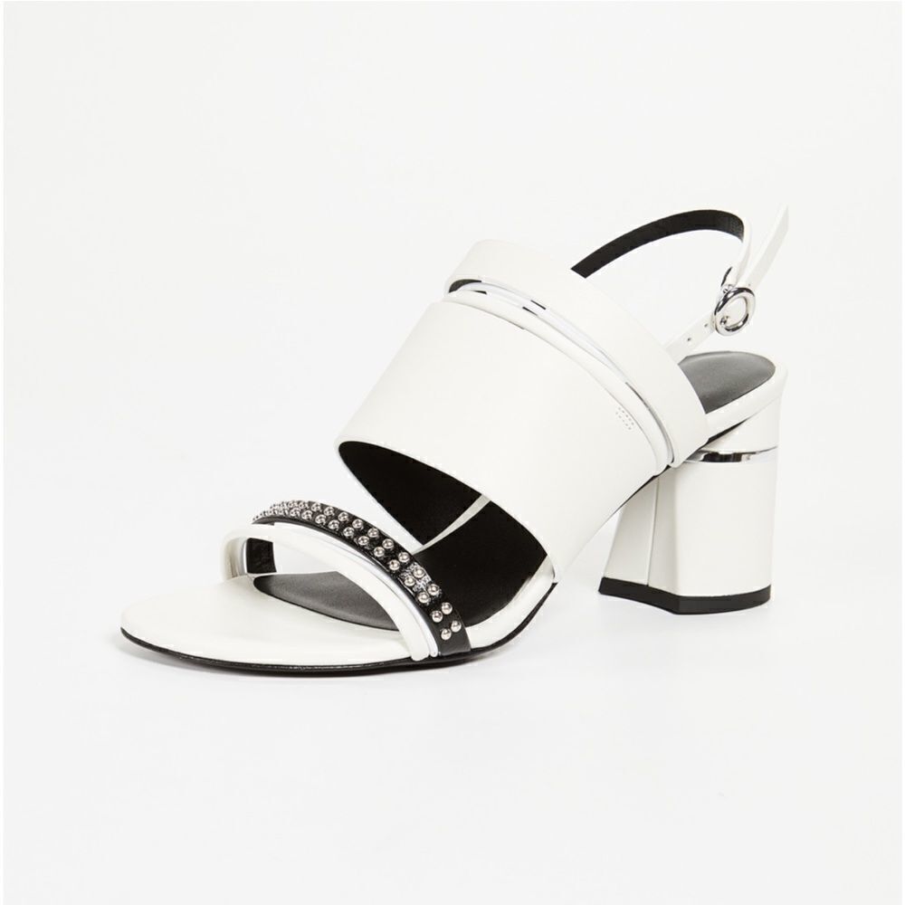 3.1 Philip Lim White Sandal Leather 70mm Drum Heel Multi Strap Sandal Size 40